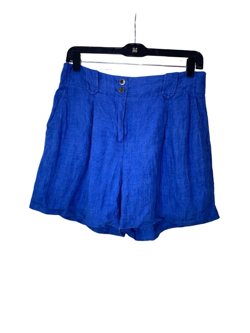 J. McLaughlin Cobalt High-Waist Linen Blend Shorts - Picture 2 of 5